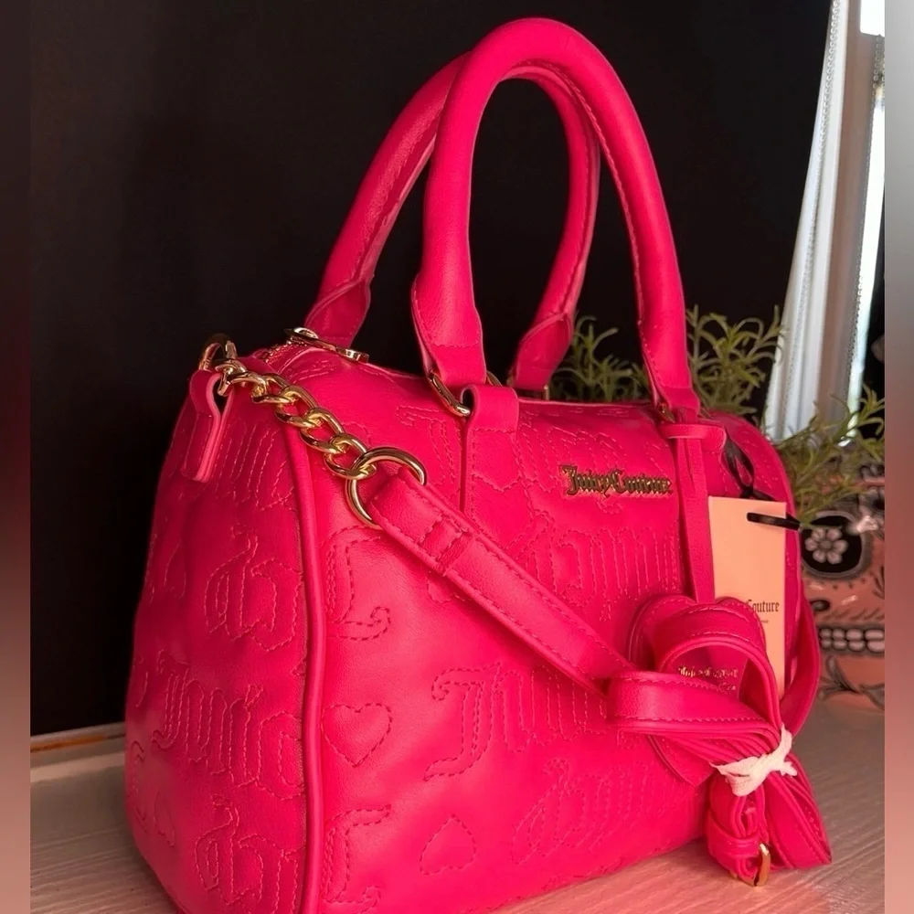 Juicy Couture Fame Satchel Pink Flash Best Seller Heart Charm NWT
